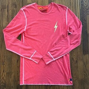 Aviator Nation Lightning Bolt Red Thermal Long Sleeve T-Shirt RAD ENERGY